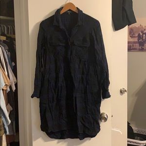 Madewell popover plaid flannel shirt dress